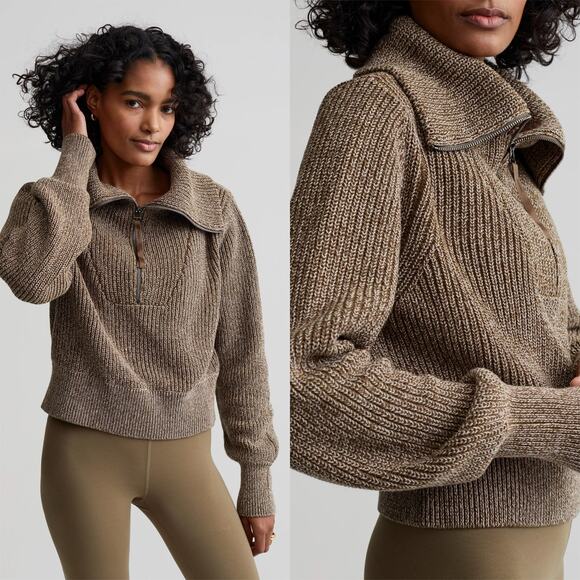 Varley Mentone Half Zip Dark Olive Speckle - Picture 1 of 11